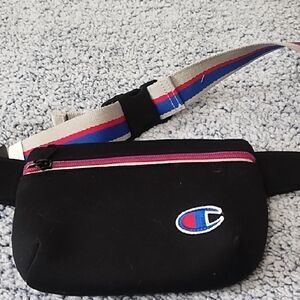 Champion Black Waist Bag with Pink Accent
